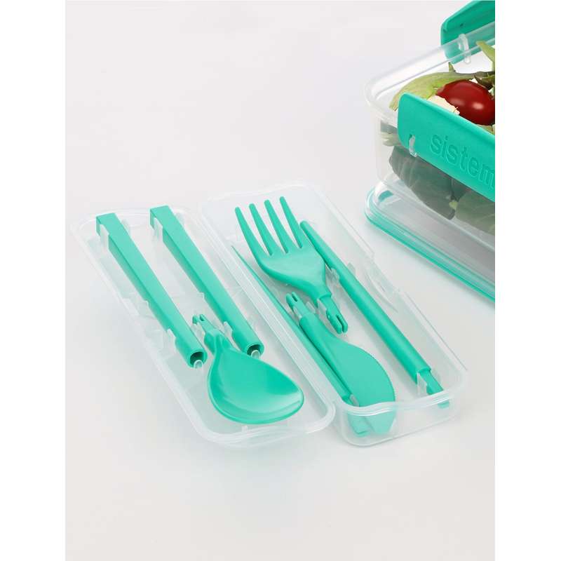 Sistema Acessórios para Marmita - Conjunto de Talheres To Go com Recipiente - Minty Teal 