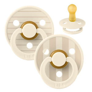 BIBS Okrúhly cumlík Colour - 2-balenie - Veľ. 2 - Prírodný kaučuk - Pin Studio - Ivory/Vanilla