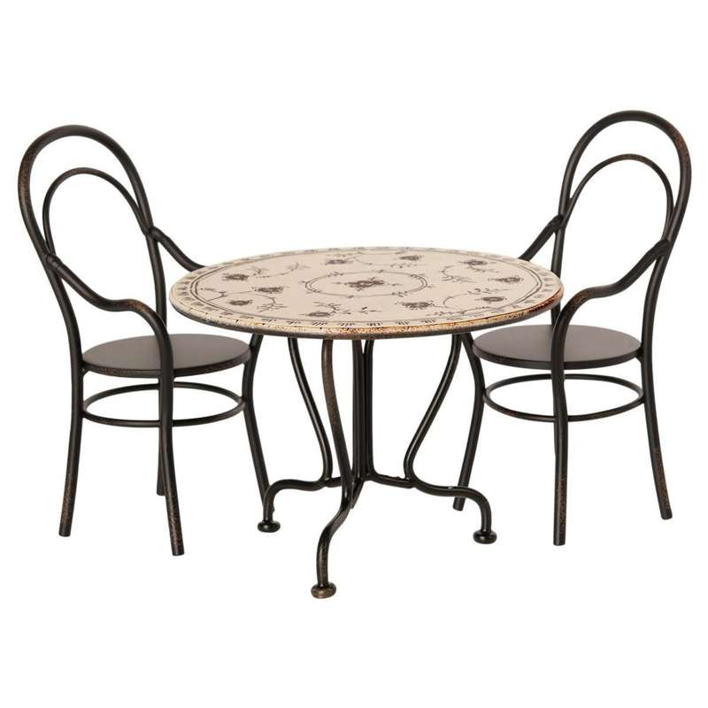 Maileg Coffee table and 2 metal chairs (8 cm./13 cm.) 