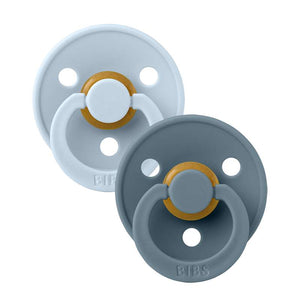 Bibs Anatomischer Colour Schnuller - 2er-Pack - Gr. 1 - Naturkautschuk - Baby Blau/Petrol 