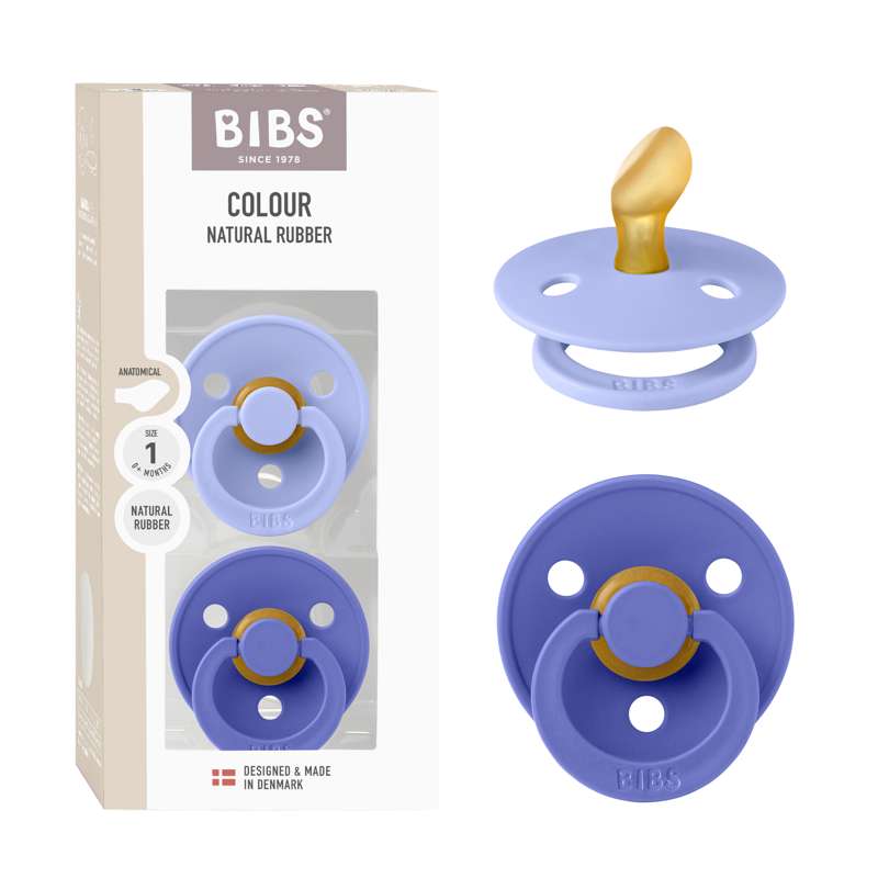 BIBS Anatominen väri tutikku - 2-pack - k. 1 - luonnonkumi - Hush/Grape 