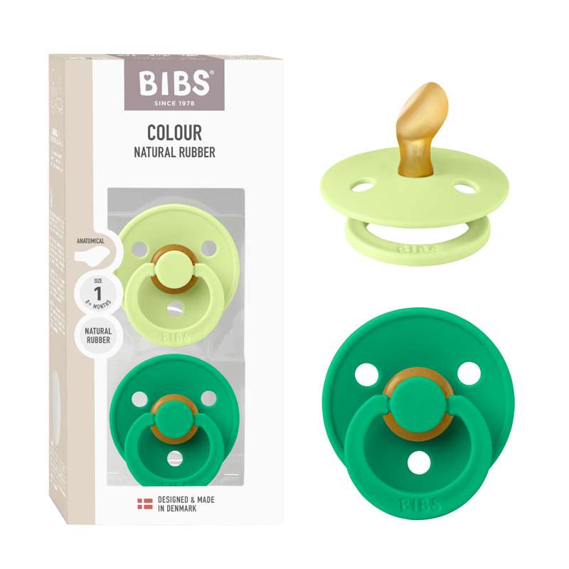 BIBS Anatominen Colour tutikku - 2-pakkaus - k. 1 - luonnonkumi - Matcha/Cactus 