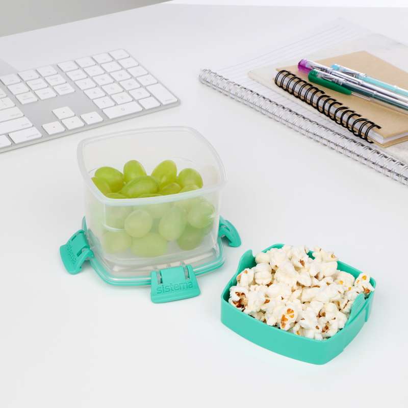 Sistema Snackboks - Snack Para Levar - 400ml - Transparente/Verde Menta 