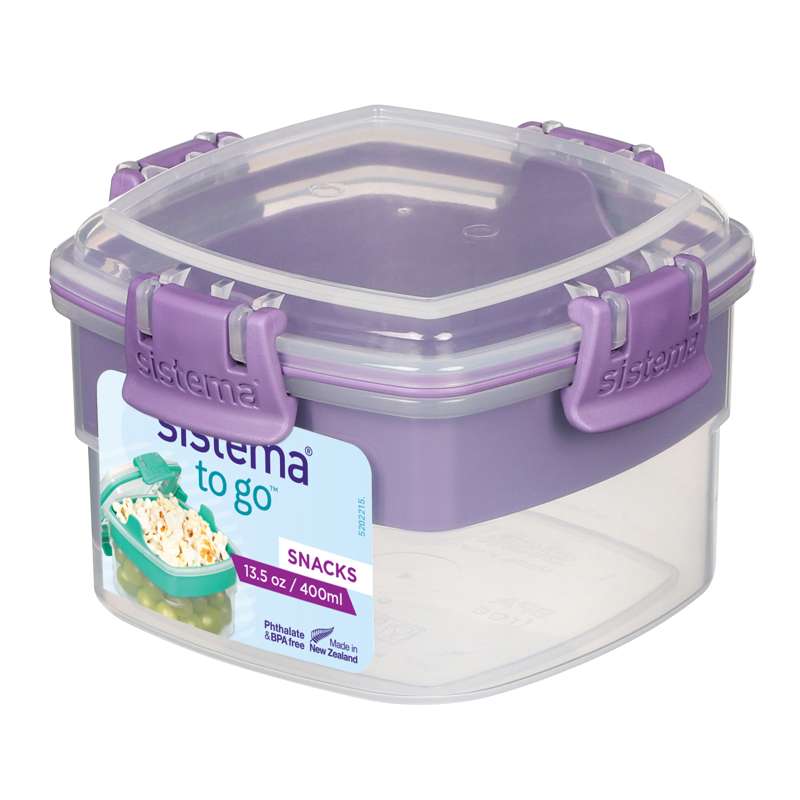 Sistema Snackboks - Закуска за път - 400ml - Прозрачен/Мисти лилав 