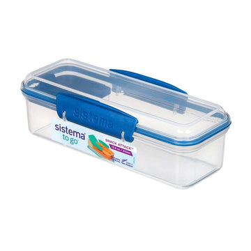 Sistema Snackbox - Snack Attack Mittagessen - 2 Fächer - 410ml - Klar/Ozean Blau 