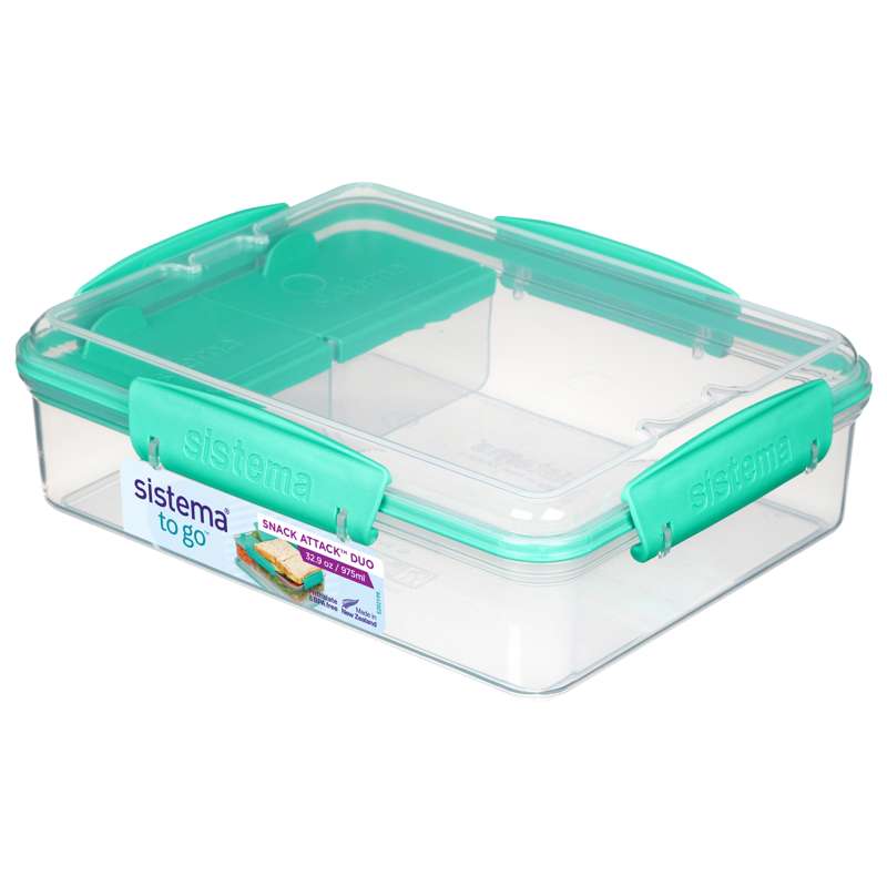 Sistema Lunchbox - Snack Attack Duo To Go - 975ml - Clear/Minty Teal 