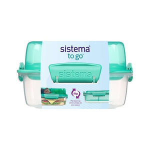 Sistema Lunch Box - Lunch Stack To Go Square - 1.24L - Minty Teal 