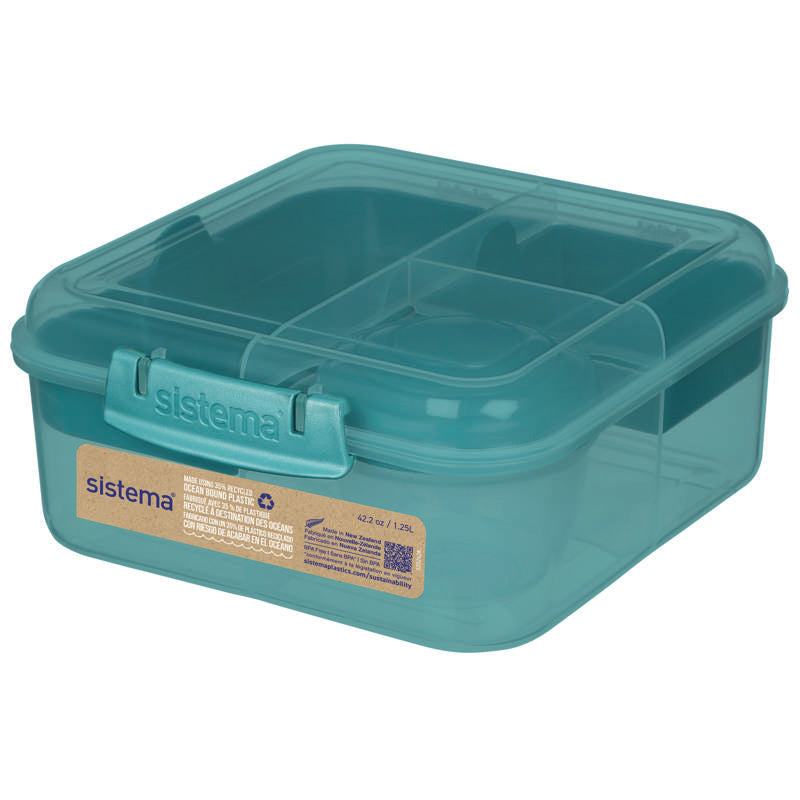 Sistema Ocean Bound Lunch Box - Bento Cube - 1.25L - Teal Stone 