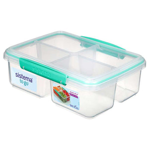 Sistema Hranjenje hrane - Klip It - Quad Split - 1.74L - Prosojna/Minty Teal 