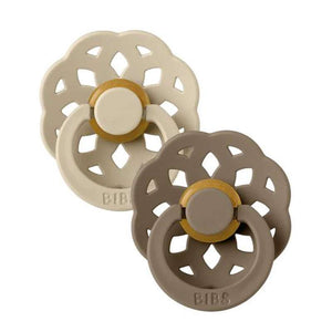 BIBS Round Boheme Pacifier - 2-Pack - Size 2 - Natural rubber - Vanilla/Dark Oak