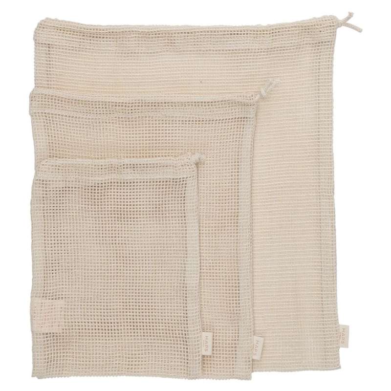 HAPS Nordic Mesh Tassen Opbergzakken - 3-Pack - Natuur 