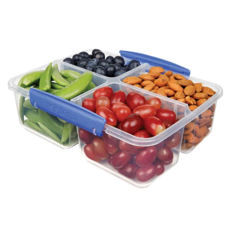 Sistema Food Storage - Clip It - Quad Split - 1.74L - Blue 