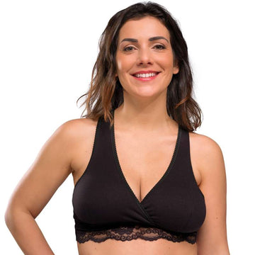 Carriwell Nouvelle maman Soutien-gorge d'allaitement croisé biologique - Dentelle - noir 