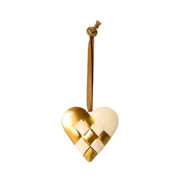 Maileg Christmas Ornament in Metal - Woven Heart - Gold (6 cm.) 