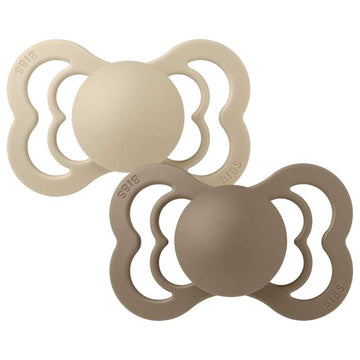 Bibs Supreme Smokk - 2-Pak - str. 2 - naturgummi - Vanilje/Mørk Eik 