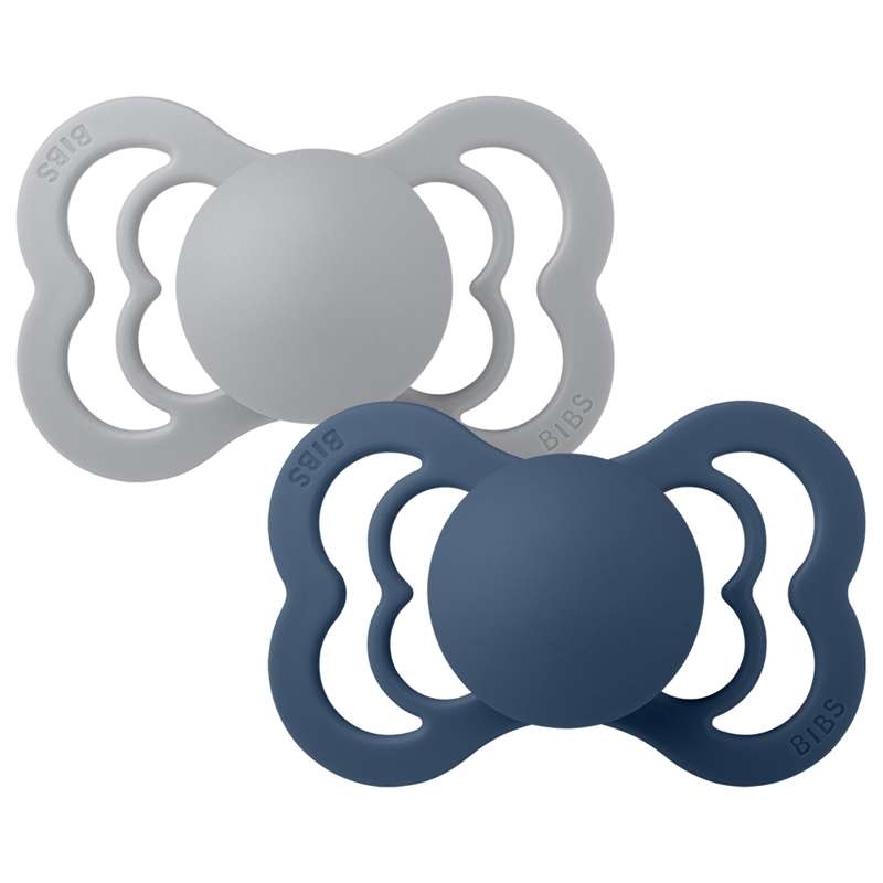 Bibs Supreme Pacifier - 2-Pack - sz. 2 - Silicone - Cloud/Steel Blue 