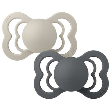 Bibs Supreme Pacifier - 2-Pack - sz. 2 - Silicone - Size 2 Sand/Iron 