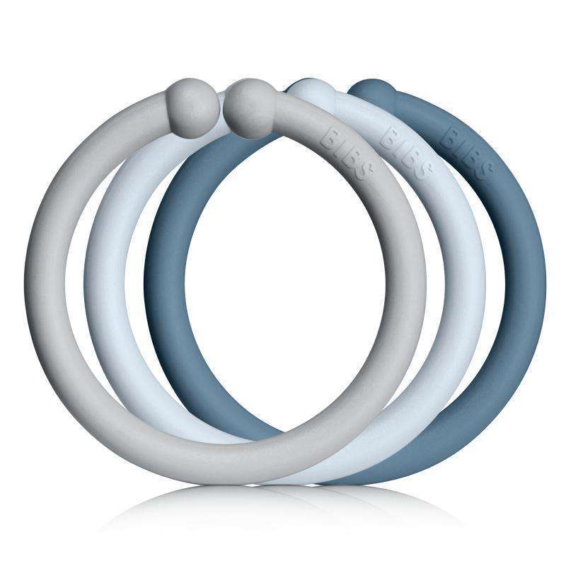 BIBS Loops - Hanging rings - 12-Pack - Baby Blue/Cloud/Petrol 