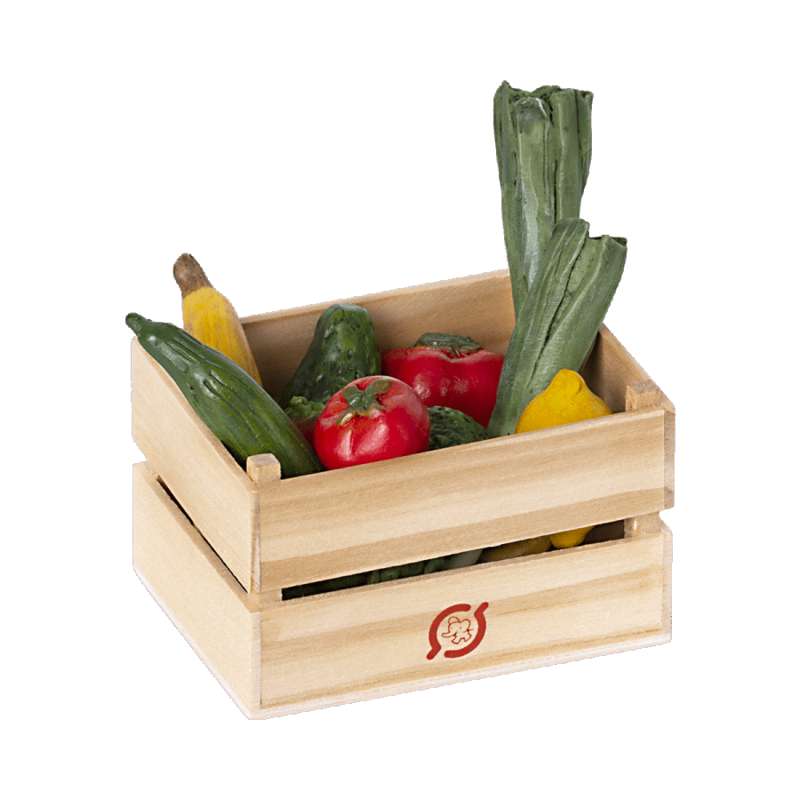 Maileg Miniature Pull Box with Vegetables and Fruit (4x7 cm.) 