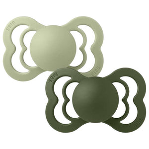 BIBS Symmetrisch Supreme Schnuller - 2er-Pack - Gr. 2 - Naturgummi - Sage/Hunter Green