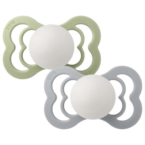 BIBS Symmetrisch Supreme Schnuller - 2er-Pack - Gr. 2 - Naturgummi - GLOW - Sage/Cloud