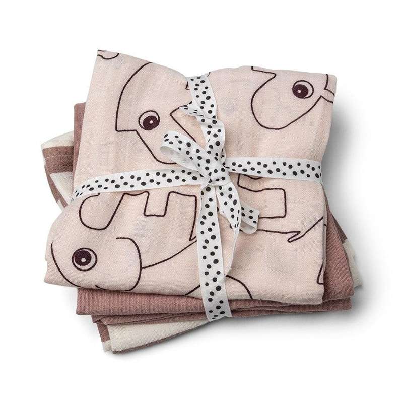 Done By Deer Pack de 3 lingettes en tissu - Amis cerfs poudre 