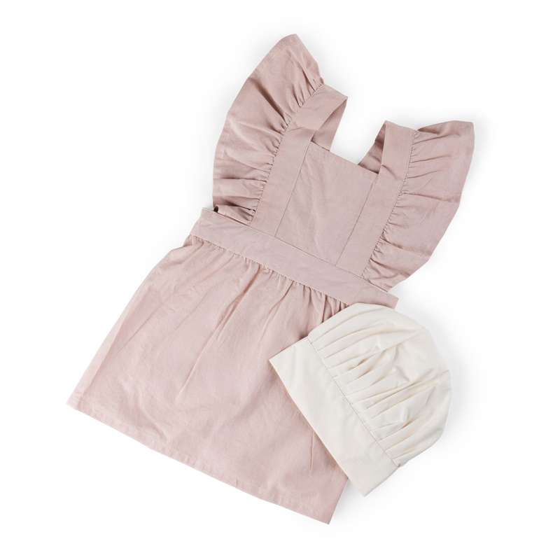 Sebra Vestido de niña con gorro de chef - Rosa Polvoriento/Blanco Clásico 