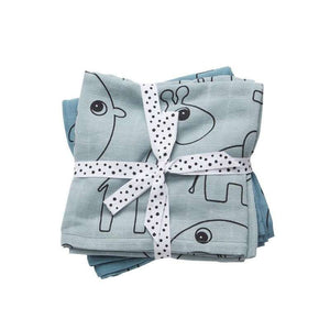 Done By Deer Fraldas de pano em 2-pack - Contorno (Azul) 