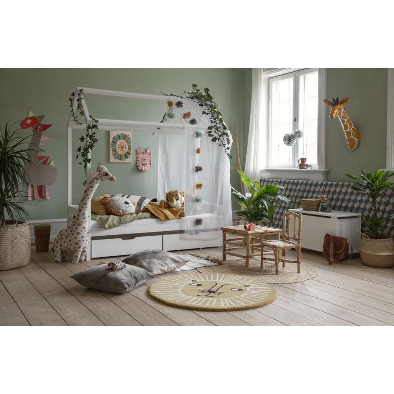 Hoppekids ECO Comfort - Lit cabane m. Textile et Matelas - 70x160 cm. - Blanc 