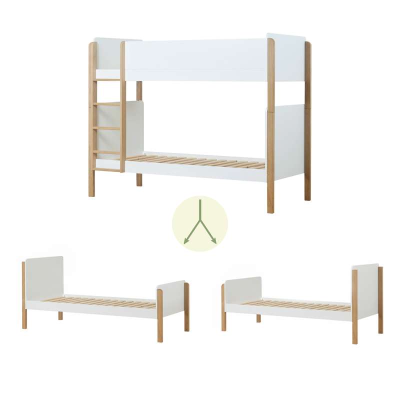 Hoppekids BLEND - 2-in-1 Bunk bed m. ECO Dream Mattress - 90x200 cm - Oak 