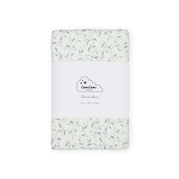 Cam Cam Copenhagen Fitted Sheet - 70x140 cm. - GOTS - Green Leaves 