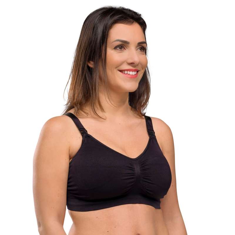 Carriwell New Mum Nursing Bra Seamless with Inserts - Black 