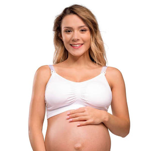 Carriwell Nowa mama biustonosz do karmienia bezszwowy z wkładkami - biały 