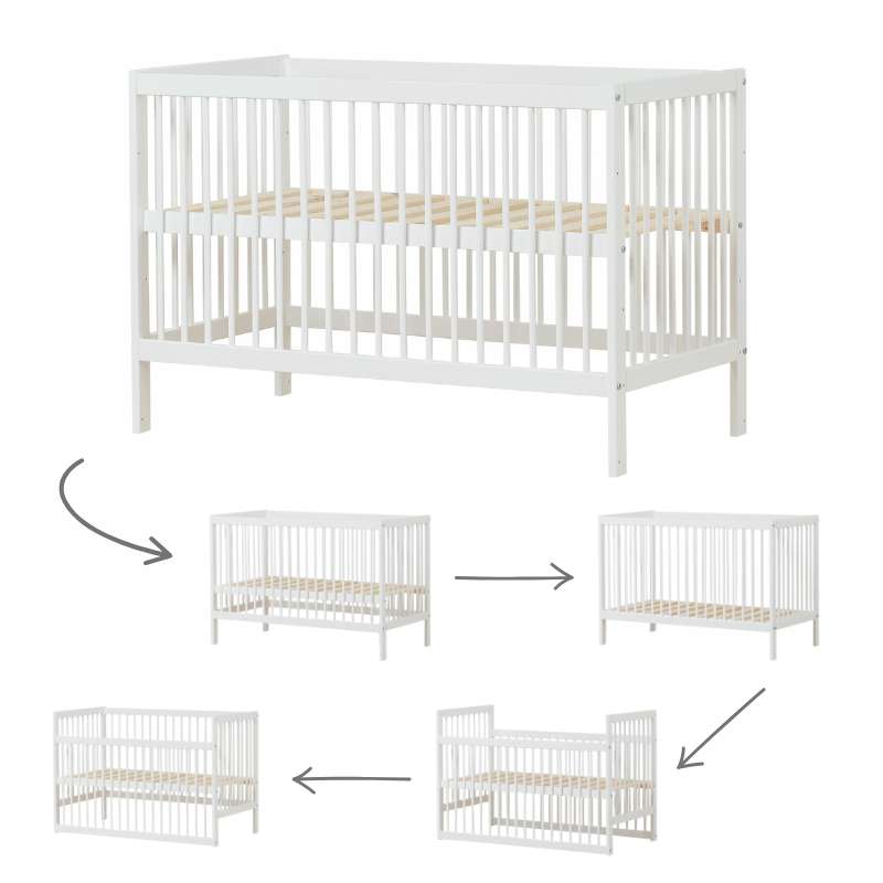 Hoppekids IDA-MARIE - Κούνια με Στρώμα - 60x120 εκ. - Λευκό 