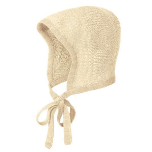Disana Gorro de Malha com Laços - Lã Merino - Natural 