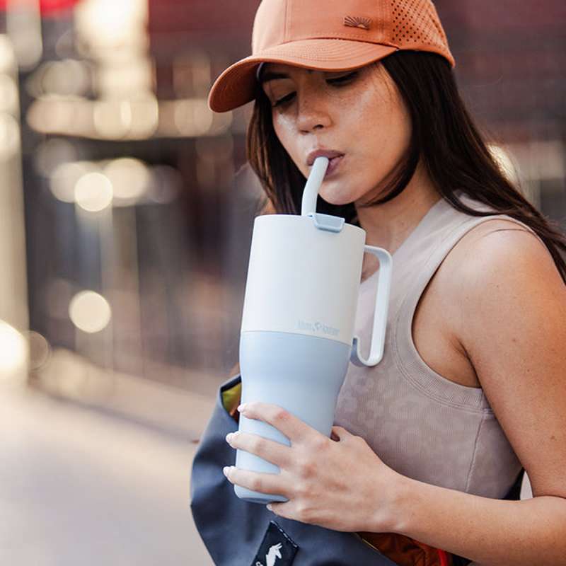 Klean Kanteen Rise Tumbler 1064ml (m/Strå og Flip Straw Lokk) - Isblå 