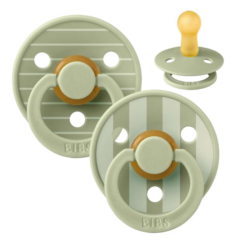 Bibs Round Colour Pacifier - 2-Pack - sz. 2 - natural rubber - Studio - Pin - Sage/Sage 