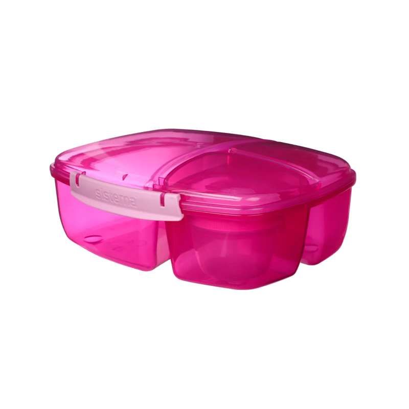 Sistema Caixa de Almoço - Triplo Dividido - 2L - Rosa 