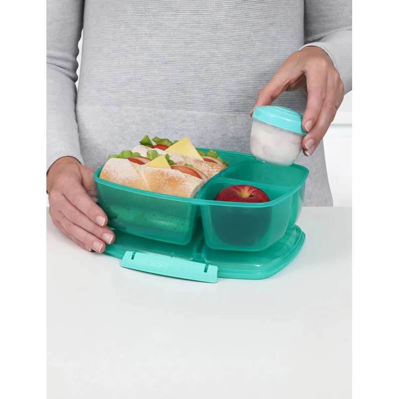 Sistema Obědový box - Trojitě rozdělený oběd - 2L - Mátově modrý 