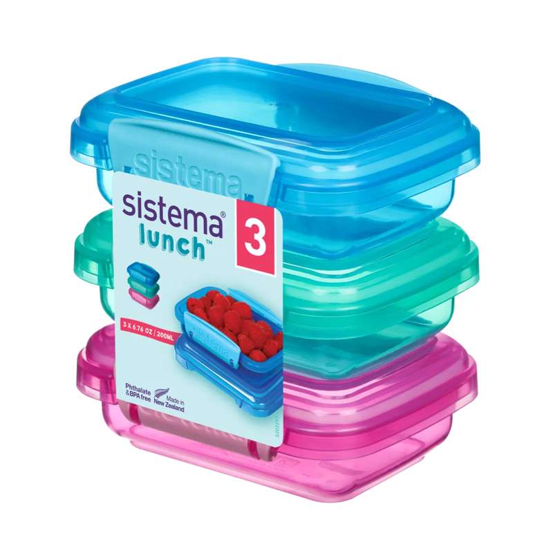 Sistema Snackboksi - Lounaspakkaukset - 3-Pak - 200ml - Ass. Värit 