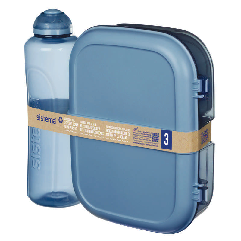 Sistema Θήκη για φαγητό και μπουκάλι νερού Ocean Bound - Ribbon Lunch To Go - 1.1L - Mountain Blue 