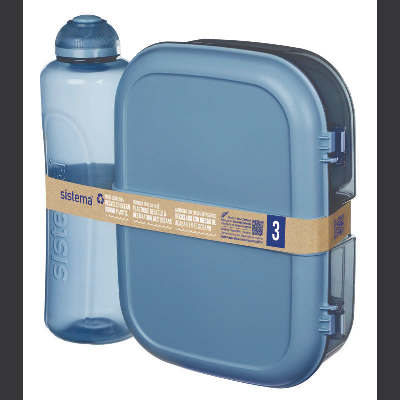 Sistema Ocean Bound Brotdose und Trinkflasche - Ribbon Lunch To Go - 1,1L - Mountain Blue 