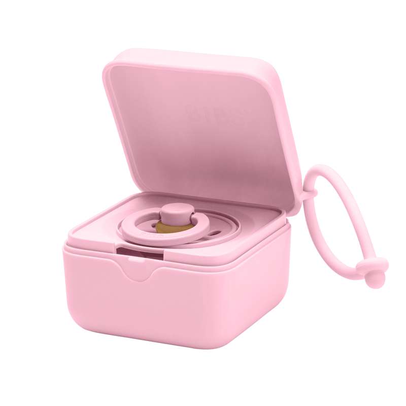 BIBS Accessoires Boîte à tétine - Silicone - Boîte à sucette avec place pour 3 Sucettes - Rose bébé 
