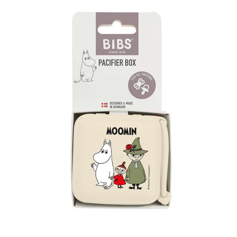 BIBS Příslušenství Krabička na dudlíky - Sutteboks s místem pro 3 cumlíky - Moomins - Slonová kost 
