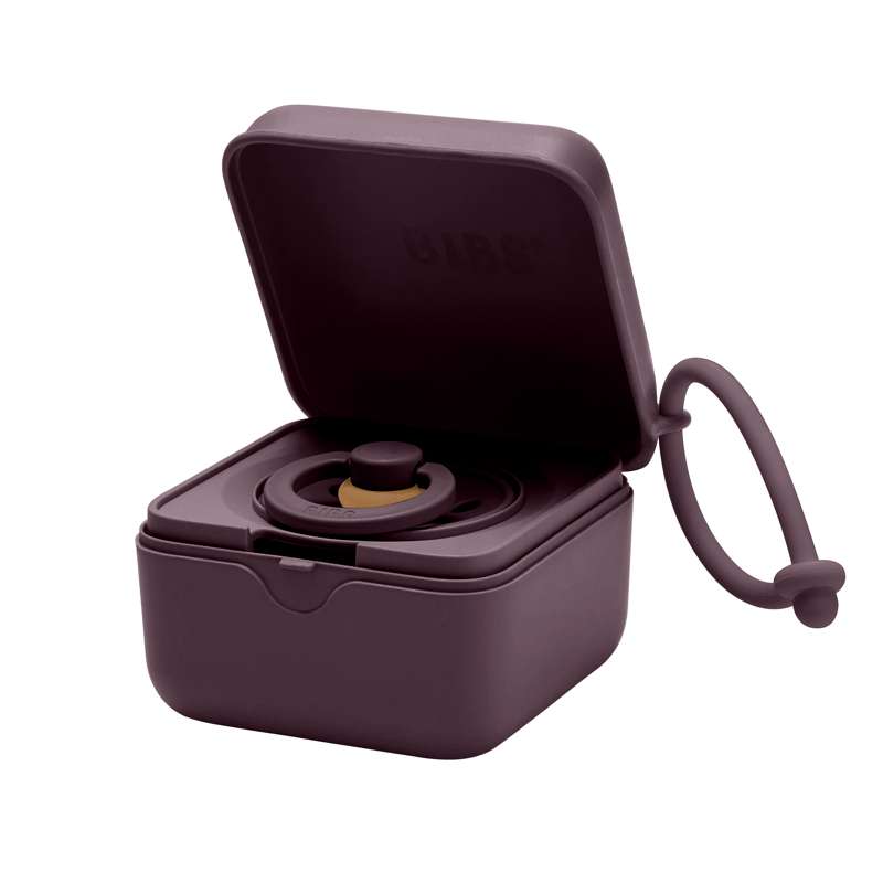 BIBS Accessoires Boîte à tétines - Silicone - Boîte à sucette avec place pour 3 Sucettes - Prune 