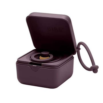 BIBS Accessoires Boîte à tétines - Silicone - Boîte à sucette avec place pour 3 Sucettes - Prune 