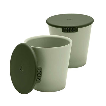 BIBS Ensemble de Dîner - 2 Tasses avec Couvercle - Sauge 