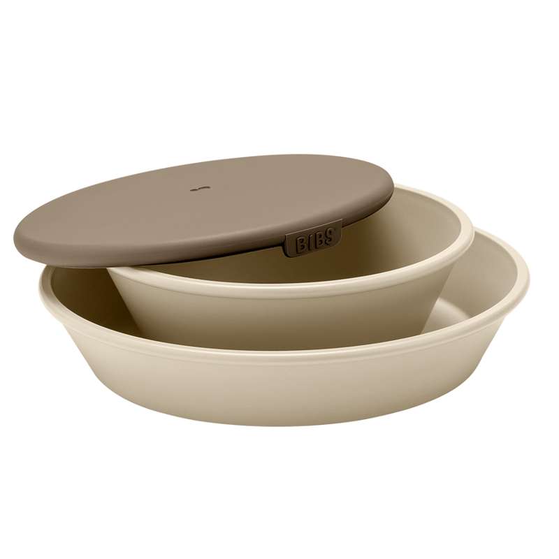 BIBS Dinner Set - Plate and Bowl with Lid - Vanilla 