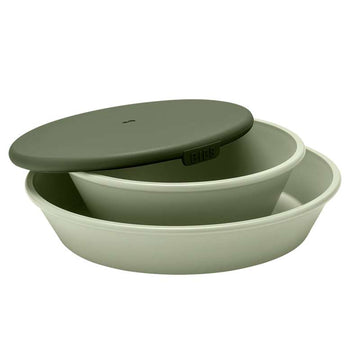 BIBS Ensemble de dîner - Assiette et bol avec couvercle - Sauge 