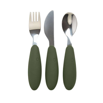 BIBS Set de tacâmuri pentru cină cu 3 piese - Verde vânătoare 